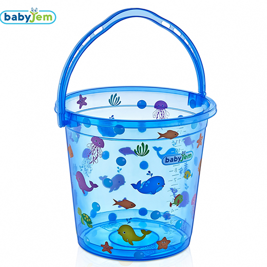 Babyjem Bebek Banyo Kovası Şeffaf Mavi Desenli 12 LT