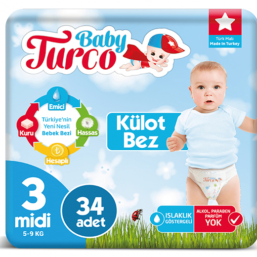 Baby Turco Külot Bez 3 Numara Midi 34 Adet