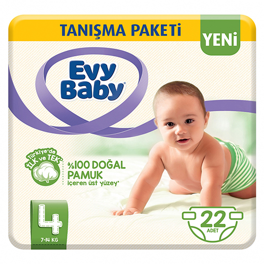 Evy Baby Bebek Bezi 4 Beden Maxi Tanışma Paketi 22 Adet