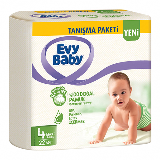 Evy Baby Bebek Bezi 4 Beden Maxi Tanışma Paketi 22 Adet