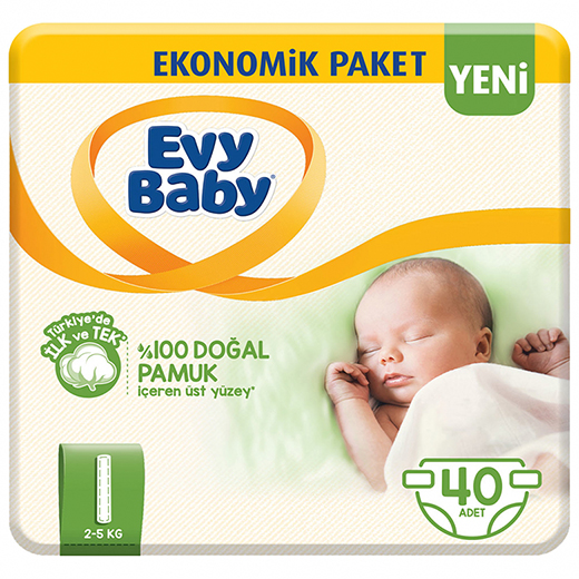 Evy Baby Bebek Bezi 1 Beden Yenidoğan Fırsat Paketi 40 Adet