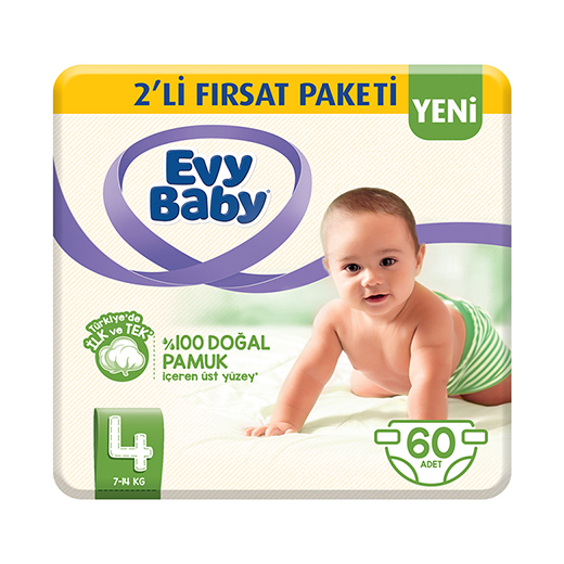 Evy Baby Bebek Bezi 4 Beden Maxi 2li Fırsat Paketi 60 Adet