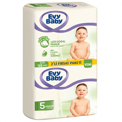 Evy Baby Bebek Bezi 5 Beden Junior 2li Fırsat Paketi 48 Adet