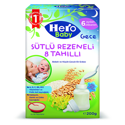 Hero Baby Sütlü Rezeneli 8 Tahıllı Kaşık Maması 200 Gr