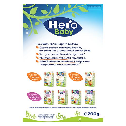 Hero Baby Sütlü Rezeneli 8 Tahıllı Kaşık Maması 200 Gr