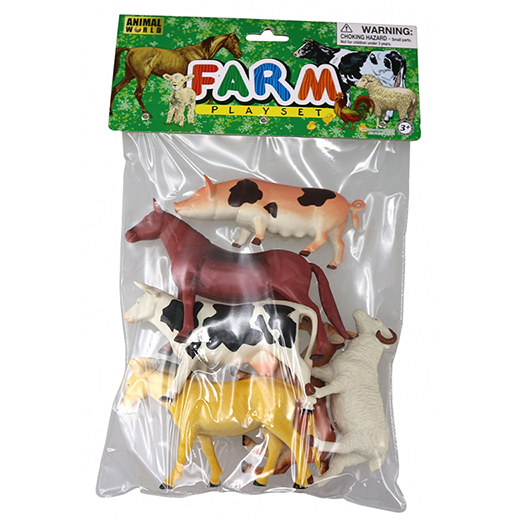 Animal World 6 parça 6 inch Çiftlik Hayvanları Oyun Seti - Poşette