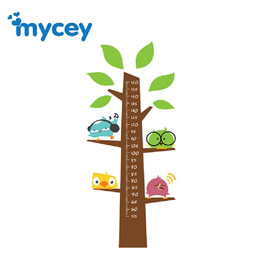 Mycey Boy Ölçer Sticker-Kuş Ailesi Ağaçta