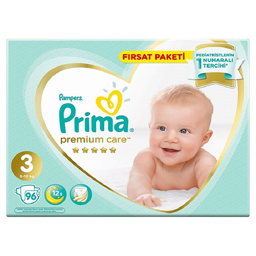 Prima Bebek Bezi Premium Care 3 Beden 96 Adet Midi Fırsat Paketi
