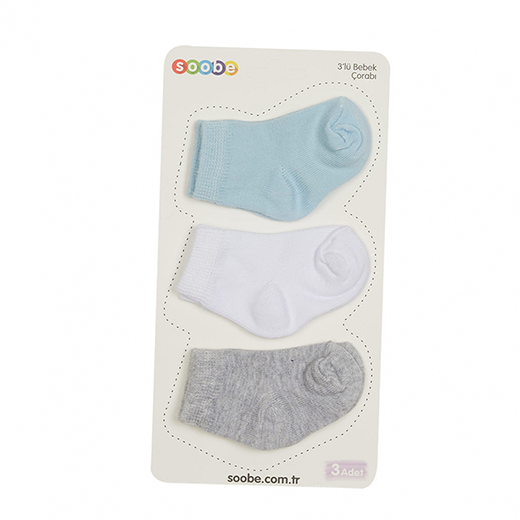 Bebek Erkek 3lü Soket Çorap Mavi 14