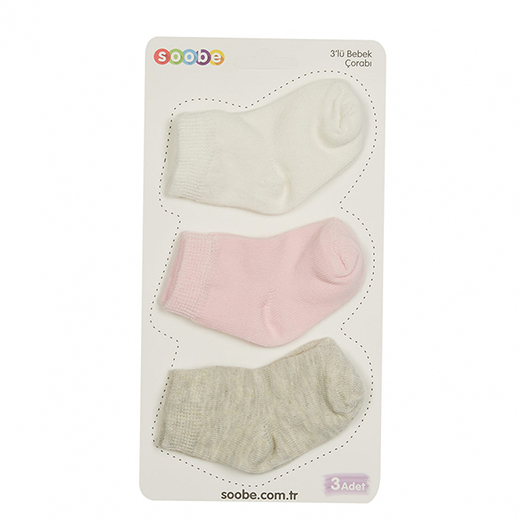 Bebek Kiz 3lü Soket Çorap Pembe 14