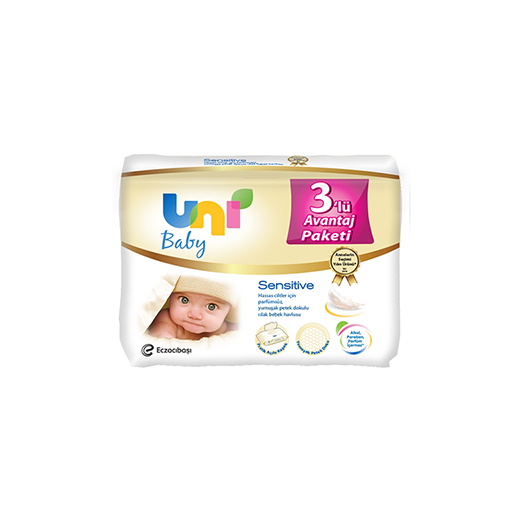 Uni Baby Sensitive Islak Havlu 3`lü Paket 168 Yaprak